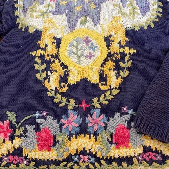 JENNIFER REED Vintage Cottagecore Floral 80s Hand knit Sweater Size Small - Picture 3 of 9